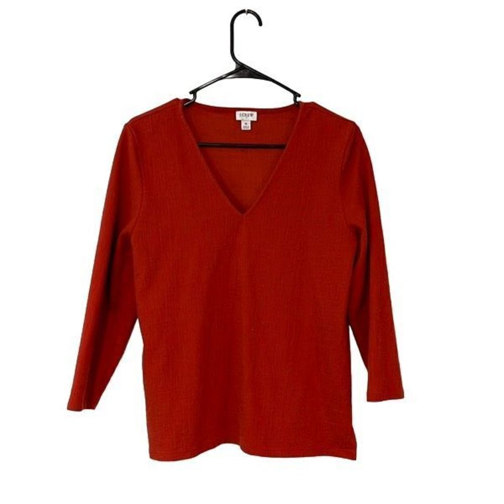 J Crew V -Neck Long Sleeve Top. Size Medium. Burnt Orange